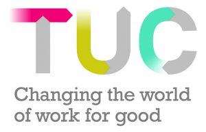TUC logo and strapline text: 'Changing the world of work for good'.
