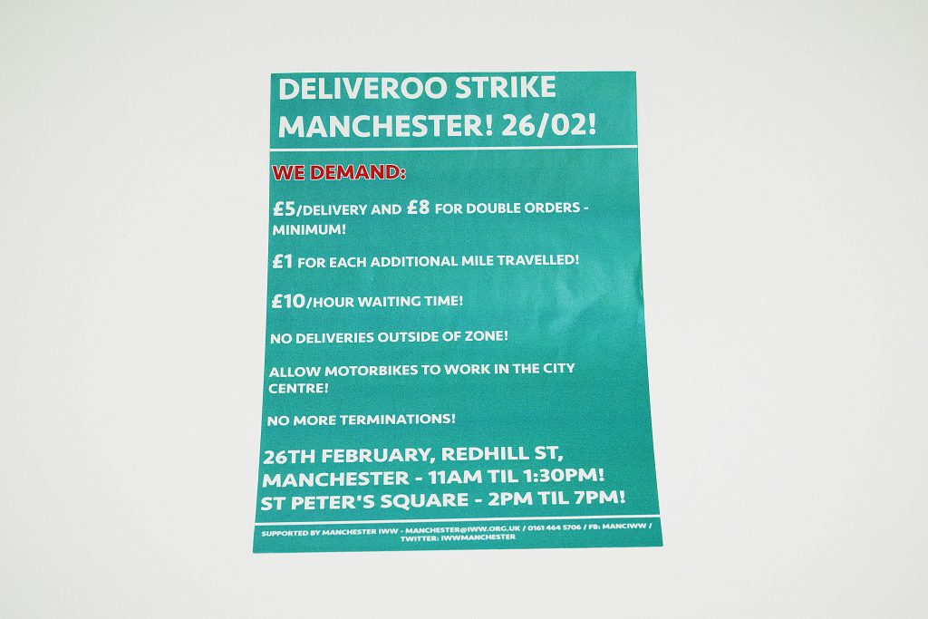 Deliveroo Manchester Strike leaflet, 2020. Image courtesy of People's History Museum.