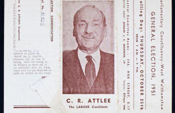 Image of Clement Atlee campaign leaflet, 1951. Image courtesy of People’s History Museum.
