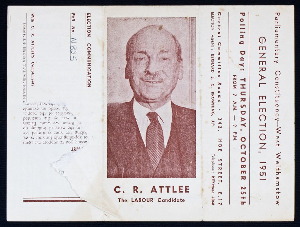 Clement Atlee campaign leaflet (1951). Image courtesy of People’s History Museum
