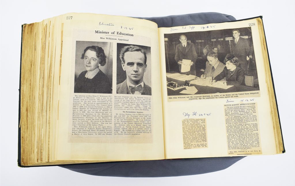 Ellen Wilkinson MP scrapbook (1930 to 1947). Image courtesy of People’s History Museum