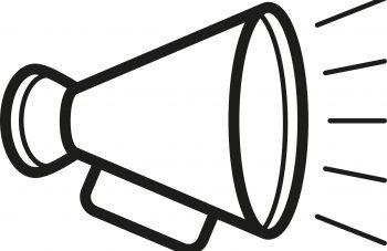 Image of Black and white graphic of a megaphone.