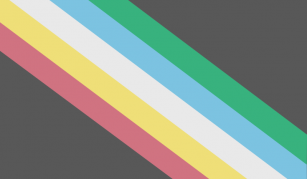 Image of Diagonal stripes of varying colours including green, blue, light blue, yellow, white, and pink on a dark grey background.