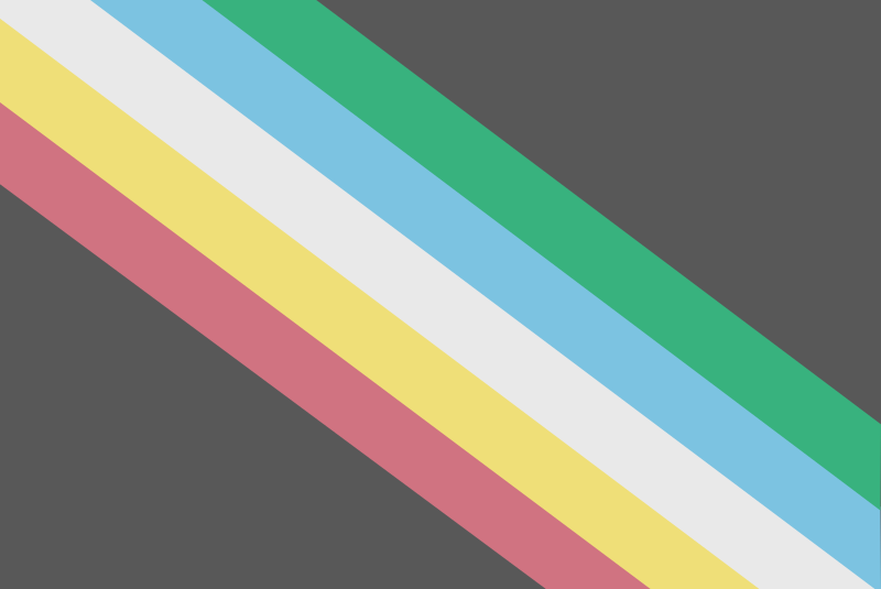 Image of Diagonal stripes of varying colours including green, blue, light blue, yellow, white, and pink on a dark grey background.