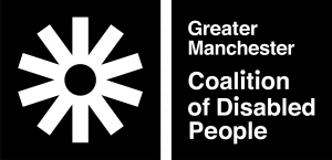Black and white GMCDP logo with motif