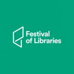 Green box with white Festival of Libraries logo