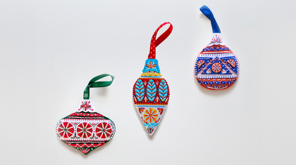 Image of Three felt Christmas decorations