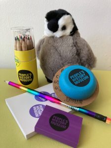 PHM pencil, eraser, colouring pencil tube, notepad, yoyo and penguin soft toy