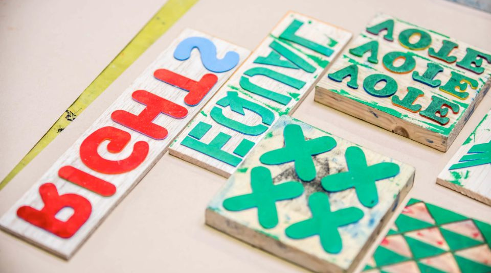 The Fabric of Protest workshop, printing with stamps (1)