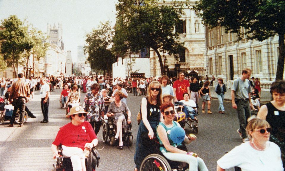 Image of A colour photograph of people on a protest march