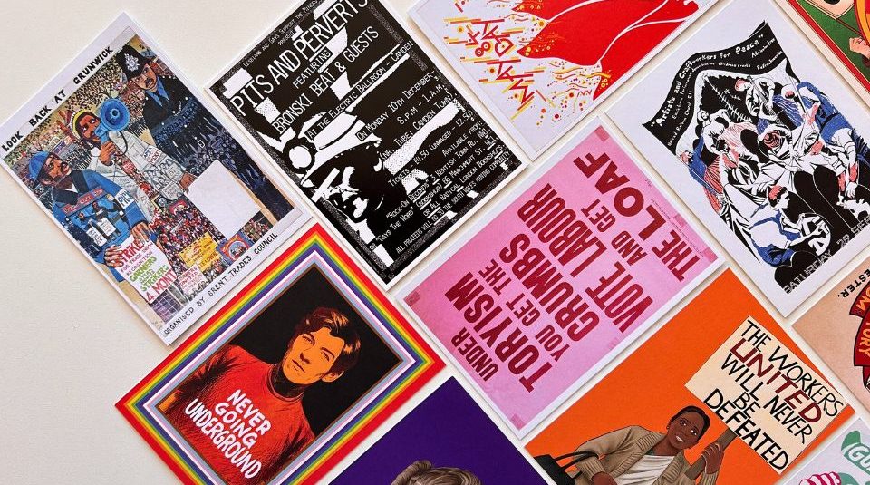 Image of A flat lay of colourful CTA postcards