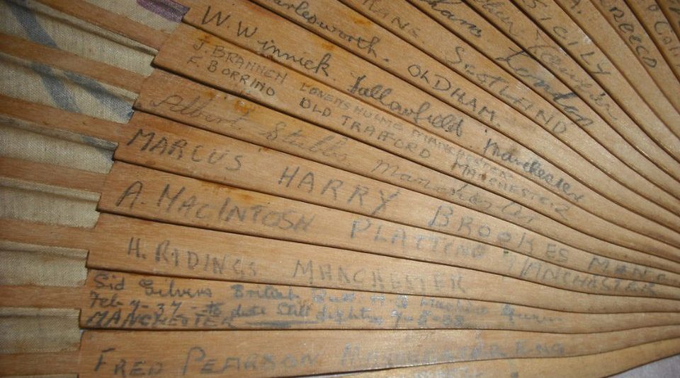 Image of Fan, reverse bearing signatures of members of the International Brigade, 1938 (detail)