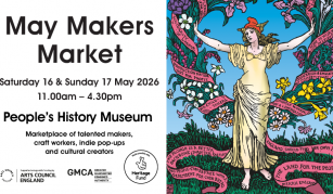 Image of A colourful poster. Text includes May Makers Market