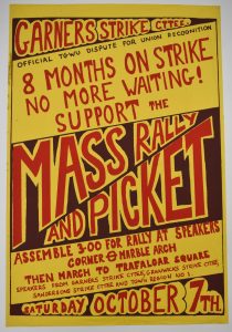 Garners Strike Cttee Mass Rally And Picket poster, 1978. NMLH.2025.37.210 © Paddington Printshop.